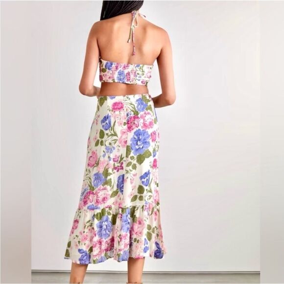 Reformation Riya Cutout Floral Print Midi Dress Sz 0 - Picture 4 of 6